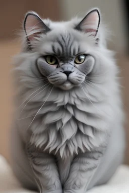 gray Persian cat with a lot of attitude