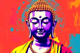pop art pixels 1000 images budha in the style of warhol