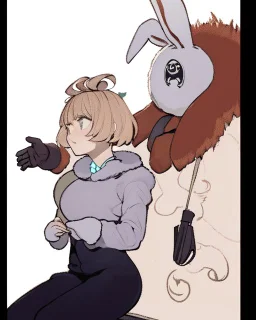 Kısa saçlı kız ve tavşan kostümlü tehlikeli adam