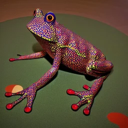 Giant frog sitting on small planet by Yayoi Kusama