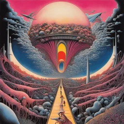 Pink Floyd album art for "Cymbaline", apprehension creeping like a train up the spine, surreal, by Gerald Scarfe, by Emek, by Alan Kenny, concept art, dramatic, detailed color ink illustration, psychedelic album cover, trippy, expansive, smooth, weirdcore, text: Cymbaline.