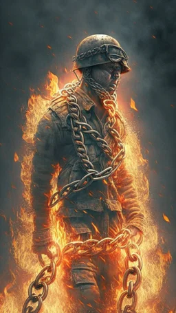 burning chains draggin a soldier