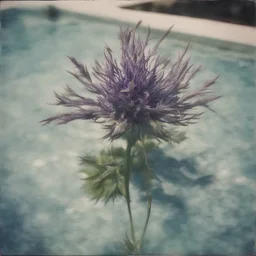 purple eryngium in a swimming pool, autochrome