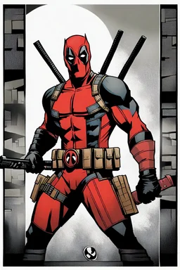 Deadpool in the style of Frank Miller