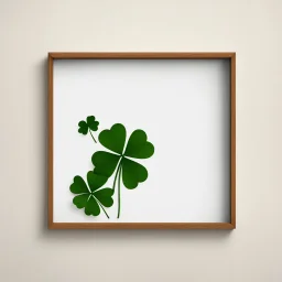 A simple wooden frame without decoration in St. Patrick's green with small clover leaves with a light background for removal