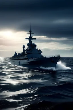 warship in ocean