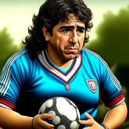 Create a highly realistic 3D scene. An detailed Realistic of Play Football Diego Maradona transforming her into a woman with the same specifications as the attached image. The method of transforming the painting in full detail. A comedic and funny touch. Ultra wide angle. Extremely realistic fine details. Highly realistic detailed display. Great full presentation and amazing drawing style. Transfer the full detailed drawing of the image at a wide and precise angle. Inspiri