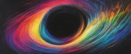 colorful, rainbow, A visually striking and abstract representation of the void and a black hole, utilizing dark hues and dynamic shapes to evoke the enigmatic and powerful aspects of cosmic emptiness, (visually striking abstract representation:1.4), (the void and black hole:1.5), (dark hues and dynamic shapes:1.3), (expressive and cosmic ambiance:1.2), drawing inspiration from abstract interpretations of the cosmic void and black hole phenomena