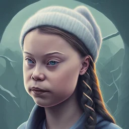 portrait of Greta Thunberg lumberjack