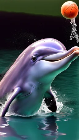 Dolphin putting ball on her nose