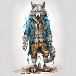anthropomorphic wolf full body art illustration