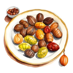 A plate of dried dates water color