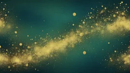 Hyper Realistic Green, Navy-Blue & Golden Abstract Retro Grungy Texture With Ember-Particles