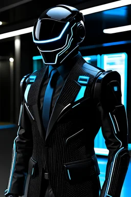 Outfit: TechSavvy wears a sleek, high-tech suit made of nanofiber material that provides protection against physical harm and environmental hazards. The suit is primarily black with cyan-blue accents and features a futuristic design, complete with an integrated heads-up display visor. The visor displays vital information and acts as a communication hub for Cody. Skills and Abilities: Technological Genius: TechSavvy possesses an extraordinary aptitude for understanding and manipulating technolo
