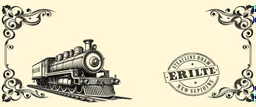 decorative corner elements(top left and bottom right) inspired by steam locomotive railroad and engraved stamps. antique printing