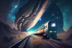 A train going into universe without rail.