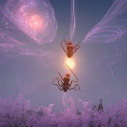 Giant transparent ethereal luminescent nebulous spider, realistic