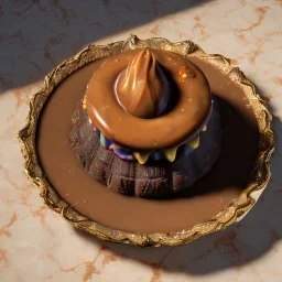 the world's most decadent maximalist dessert, oozing caramel, house chocolate maximalism, unreal engine, maximalist dessert