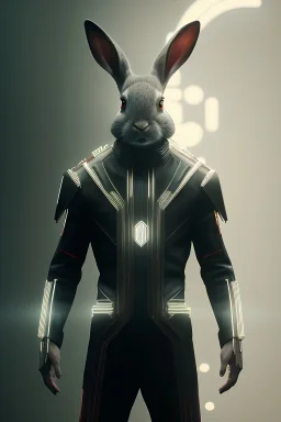 MCU Portrait, Front image, cyberpunk rabbit woman, mask, black red color, latex suit, photo studio, highly detailed, concept art, smooth, unreal engine 5, god rays, ray tracing, RTX, lumen lighting, ultra detail, volumetric lighting, 3d, finely drawn, high definition, high resolution.