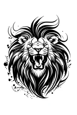 roaring luminous lion ink logo, white background