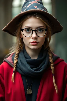 Young adult female human wizard wears glasses