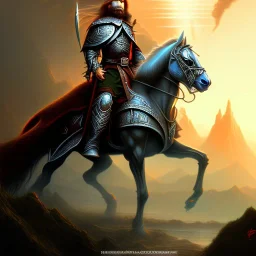 Epic Drawing of Gondor Rider LOTR lighting Frank Frazetta style 4k