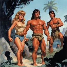 [art by Russ Meyer, Jason and the Argonauts (1963)] Joe Lara as Tarzan, Olivia d'Abo as Jane Porter and Gordon Griffith as child Korak