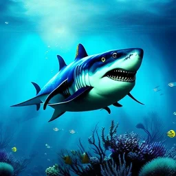 Megalodon underwater by van Gogh 8k