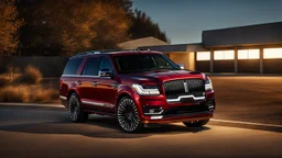 Lincoln Navigator Shelby GT500, rear view, cinematic, luxurious --chaos 80 --ar 16:9 --style raw --stylize 700