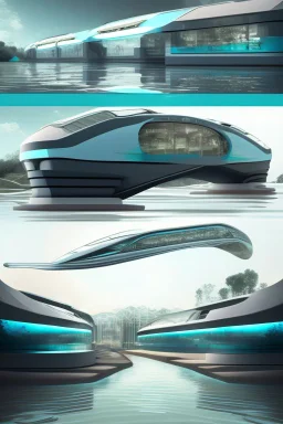 Water metro design, modern, sophisticated, futuristic, assume year to be 2100