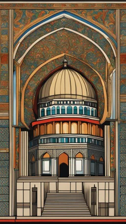 A unique and diverse rendering of Al-Aqsa Mosque, with intricate details and vibrant colors that capture the essence of Palestinian culture.