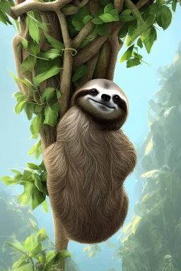 Sloth hanging from tree