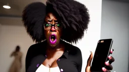 angry black lady mad on phone