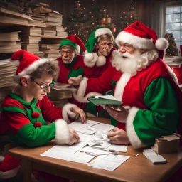 Santa Claus has some elves do his taxes.