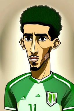 Yasser Al-Arousi Algerian football player cartoon 2d