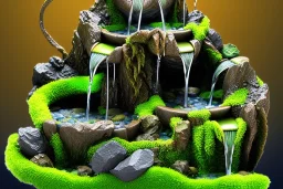 island waterfall algae fountain