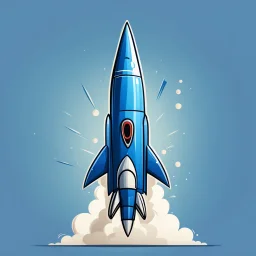 blue rocket cartoon stylized