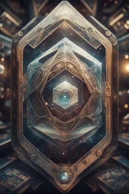 sacred geometry framed playing card, hyper violent ogre space captain inside crystall ball in the style of Escher and fallout 4 ,,bokeh like f/0.8, tilt-shift lens 8k, high detail, smooth render, down-light, unreal engine