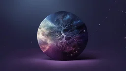 abstract 2d digital art graphic and ink montage,. galaxy in background with nebulas, pale silver gray human nervous system with fade little lights , dark purple, white-dark blue-pale gray and black colors, stunning composition with strange surreal vibe, emotional, abstractions, neurodivergens soul and mind, cinematic, thriller, four little human dark shilouette floatings in universum