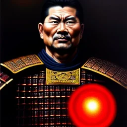 Ultra detailed fullbody Portrait in oil on canvas of Samurai with armor, extremely detailed digital painting, extremely detailed face,crystal clear Big Glowing eyes, mystical colors ,perfectly centered image, perfect composition, rim light, beautiful lighting, 8k, stunning scene, raytracing, anatomically correct, in the style of robert e howard and Ken Kelley and Ohrai Noriyoshi and Simon Bisley and tomzj1