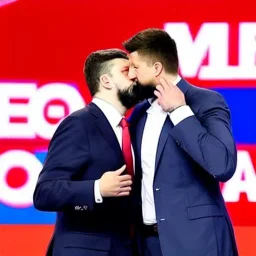 Volodymyr Zelensky WITH A BEARD wearing TANKTOP KISSING JOE BIDEN