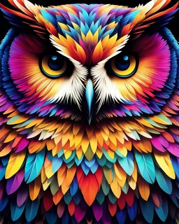 Beautiful owl colorful art conceptual, amazing artwork, hyper detailed, ultra maximalist quality, 12k