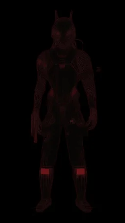 dibujo de contorno de un Samurái negro y rojo con traje cyberpunk full body