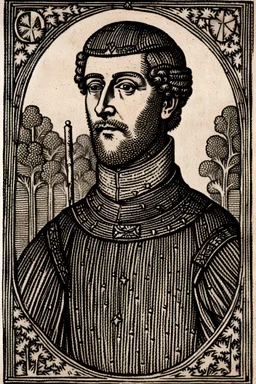 A woodcut image featuring Robert of Loxley