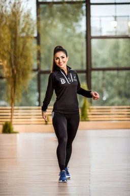 A full-body shot of a beautiful iranian lady.SPORT SHOESE