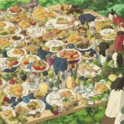 A collection of people enjoying brunch, Hayao Miyazaki