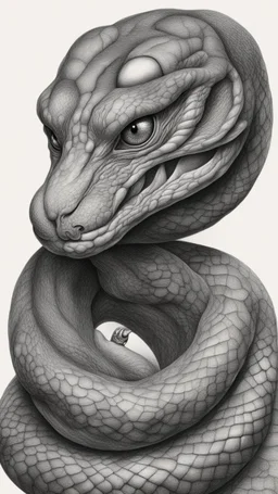 Gππ§π€π’π₯π© highly detailed graphite illustration, A surreal snake figure with exaggerated anatomical features, heavily wrinkled skin, and an intense, contemplative expression., thick eyebrows, merge into swirling abstract shapes. Large, one covering the mouth and the other gripping the forehead tensely. Mysterious, introspective, dreamlike, somewhat dark fantasy. #ππ§πart #prompt