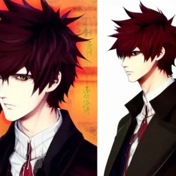 Detailed anime boy, crimson red hair, long classic taper hairstyle, dante dmc5 hairstyle, wolf ears protruding out, white trench coat, intricate details, full body portrait, keep head in frame, slight smile, black Japanese motif, concept art, highly detailed, digital painting, concept art, sharp focus, illustration, art by Yoji Shinkawa, WLOP and greg rutkowski and alphonse mucha and artgerm and yanjun Chen and Junji ito and Makoto Shinkai, HDR, octane render, highly detailed