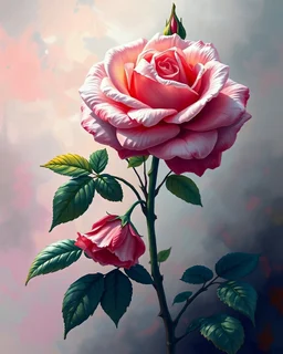 Climbing rose, background. Majestic, Gorgeous, epic, beautiful. Realistic. Digital oil painting art, vibrant colors, high quality, digital painting in 24 colors, vivid colors. Masterpiece, perfect composition. Clear image. Centered image. Ultra HD. 64K. Art by Willem Haenraets.