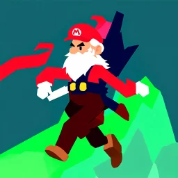 Male Fantasy RPG character, chaabi kawaii Mario proportions, lord of the rings inspiration, Vandyke beard, with a long ribbon held out in front as he runs from behind a large rock at an angle, isometric game